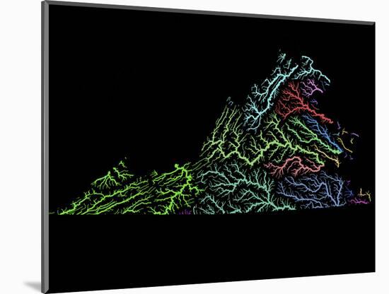 River Basins Of Virginia In Rainbow Colours-Grasshopper Geography-Mounted Premium Giclee Print