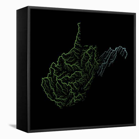 River Basins Of West Virginia In Rainbow Colours-Grasshopper Geography-Framed Stretched Canvas
