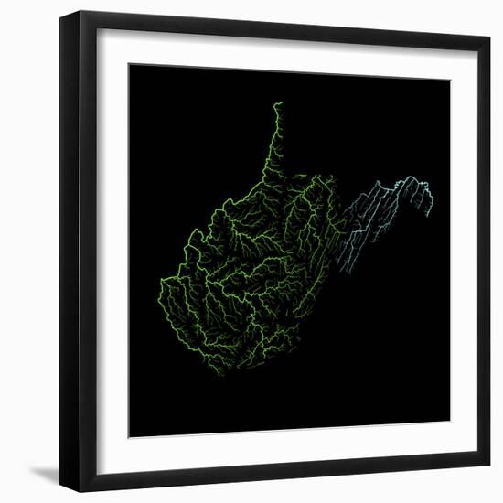 River Basins Of West Virginia In Rainbow Colours-Grasshopper Geography-Framed Giclee Print