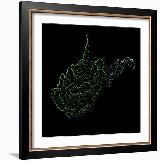 River Basins Of West Virginia In Rainbow Colours-Grasshopper Geography-Framed Giclee Print
