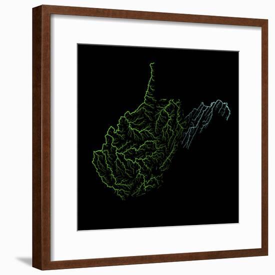 River Basins Of West Virginia In Rainbow Colours-Grasshopper Geography-Framed Premium Giclee Print