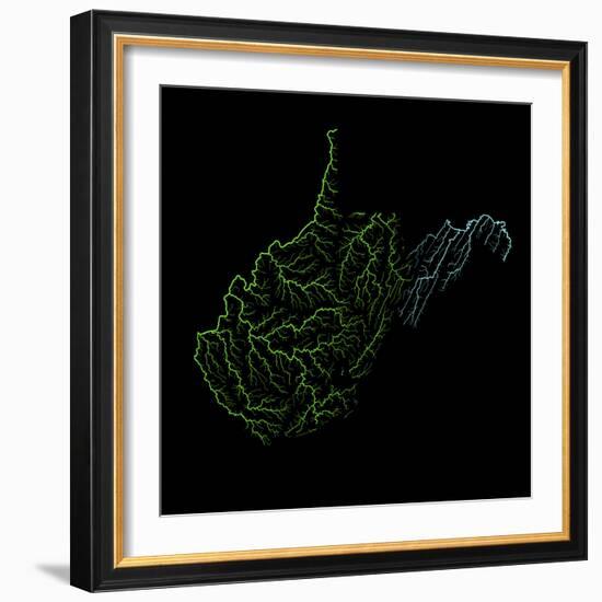 River Basins Of West Virginia In Rainbow Colours-Grasshopper Geography-Framed Premium Giclee Print