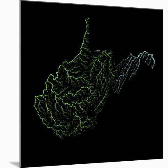 River Basins Of West Virginia In Rainbow Colours-Grasshopper Geography-Mounted Premium Giclee Print