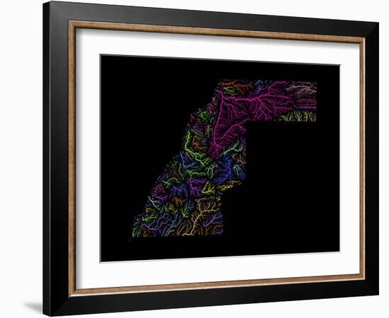 River Basins Of Western Sahara In Rainbow Colours-Grasshopper Geography-Framed Giclee Print
