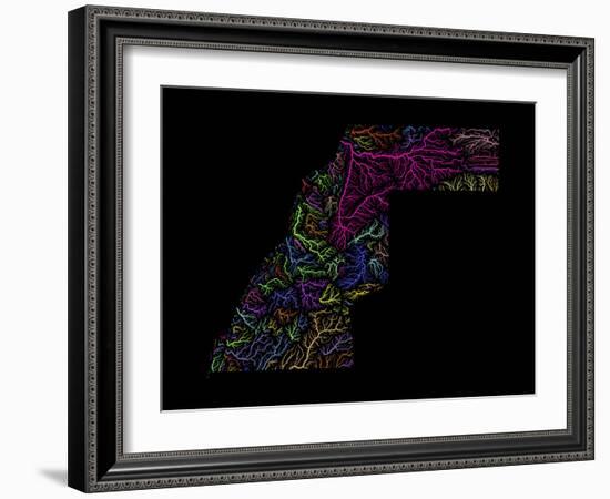 River Basins Of Western Sahara In Rainbow Colours-Grasshopper Geography-Framed Giclee Print