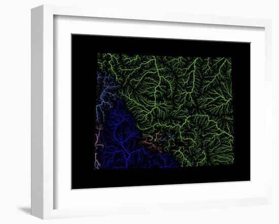 River Basins Of Wyoming In Rainbow Colours-Grasshopper Geography-Framed Giclee Print
