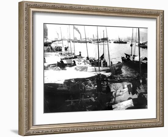 River Boats, Saigon, 1900-null-Framed Giclee Print