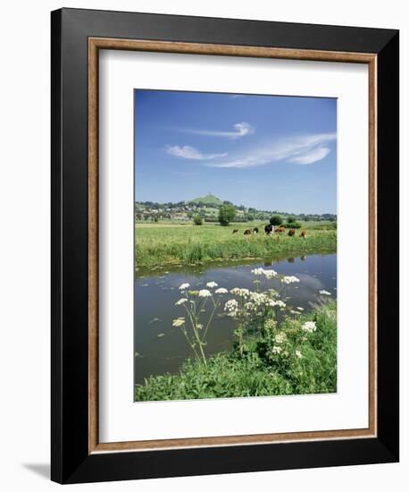 River Brue with Glastonbury Tor in the Distance, Somerset, England, United Kingdom-Chris Nicholson-Framed Photographic Print