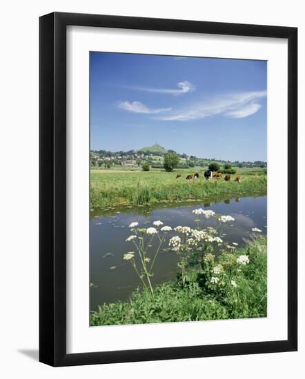 River Brue with Glastonbury Tor in the Distance, Somerset, England, United Kingdom-Chris Nicholson-Framed Photographic Print