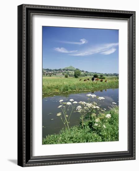 River Brue with Glastonbury Tor in the Distance, Somerset, England, United Kingdom-Chris Nicholson-Framed Photographic Print