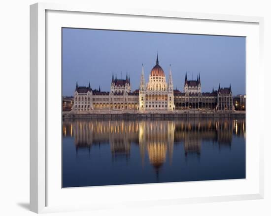 River Danube and Parliament Building, Budapest, Unesco World Heritage Site, Hungary, Europe-Christian Kober-Framed Photographic Print