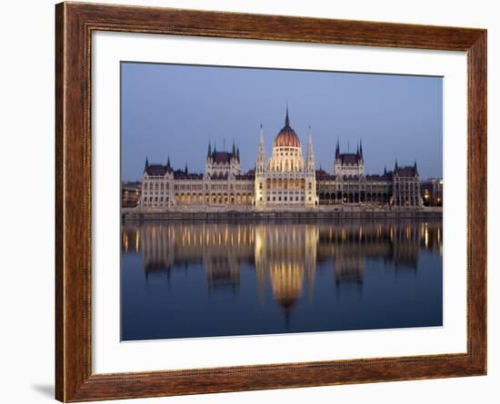 River Danube and Parliament Building, Budapest, Unesco World Heritage Site, Hungary, Europe-Christian Kober-Framed Photographic Print