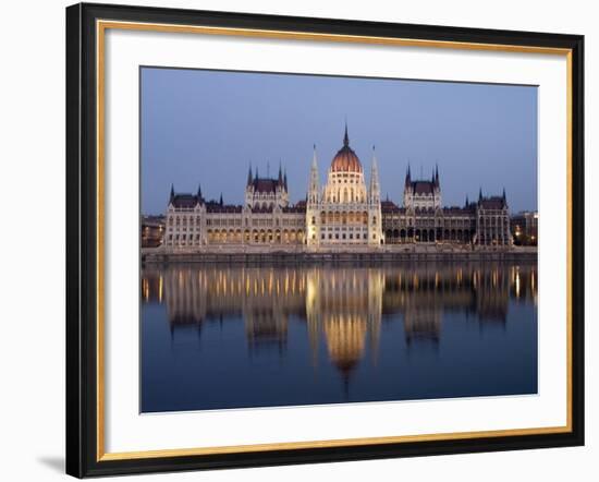 River Danube and Parliament Building, Budapest, Unesco World Heritage Site, Hungary, Europe-Christian Kober-Framed Photographic Print