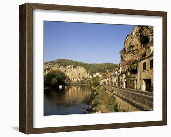 River Dordogne and Village Houses, La Roque Gageac, Aquitaine, France-Michael Busselle-Framed Photographic Print