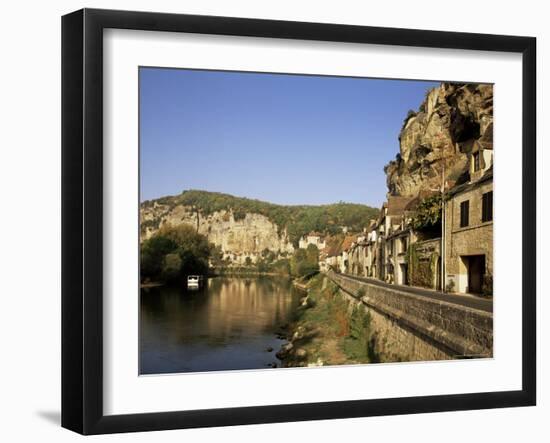 River Dordogne and Village Houses, La Roque Gageac, Aquitaine, France-Michael Busselle-Framed Photographic Print