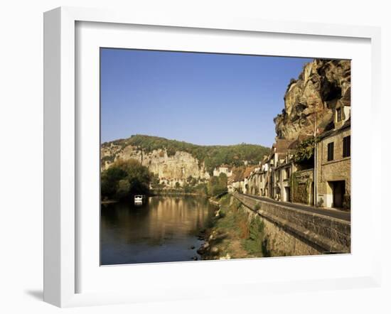 River Dordogne and Village Houses, La Roque Gageac, Aquitaine, France-Michael Busselle-Framed Photographic Print