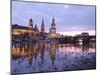 River Elbe, Skyline with Bruhlsche Terrasse, Hofkirche and Semper Opera, Dresden, Saxony, Germany, -Hans Peter Merten-Mounted Photographic Print