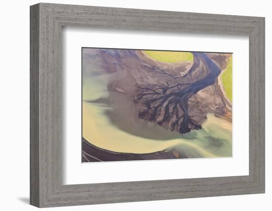 River Estuary Colored by Glacial Melt, Hvammur, Sw Iceland-Peter Adams-Framed Photographic Print