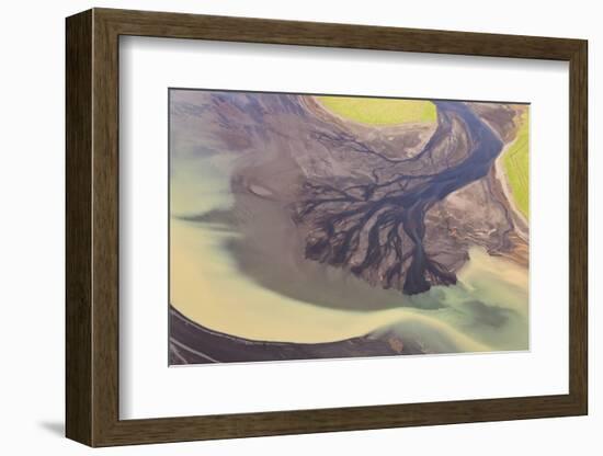 River Estuary Colored by Glacial Melt, Hvammur, Sw Iceland-Peter Adams-Framed Photographic Print