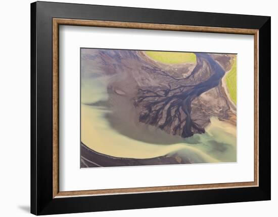 River Estuary Colored by Glacial Melt, Hvammur, Sw Iceland-Peter Adams-Framed Photographic Print