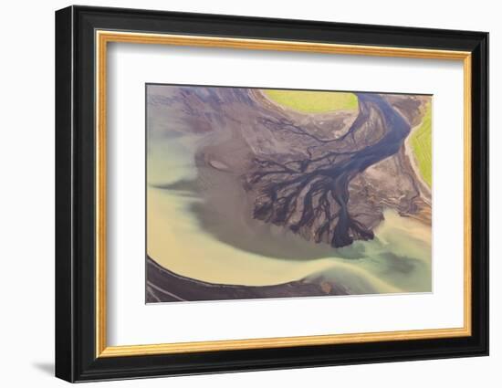 River Estuary Colored by Glacial Melt, Hvammur, Sw Iceland-Peter Adams-Framed Photographic Print