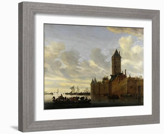 River Estuary with Fortified Town-Salomon Jacobsz van Ruisdael-Framed Giclee Print