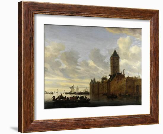 River Estuary with Fortified Town-Salomon Jacobsz van Ruisdael-Framed Giclee Print