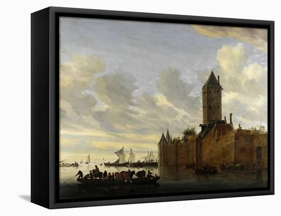 River Estuary with Fortified Town-Salomon Jacobsz van Ruisdael-Framed Premier Image Canvas