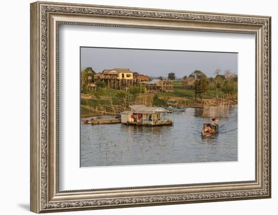 River Family Living on the Tonle Sap River in Kampong Chhnang, Cambodia, Indochina-Michael Nolan-Framed Photographic Print