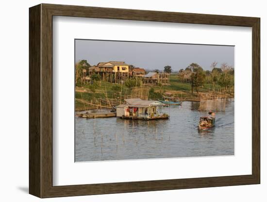 River Family Living on the Tonle Sap River in Kampong Chhnang, Cambodia, Indochina-Michael Nolan-Framed Photographic Print