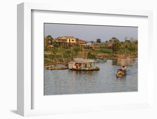 River Family Living on the Tonle Sap River in Kampong Chhnang, Cambodia, Indochina-Michael Nolan-Framed Photographic Print