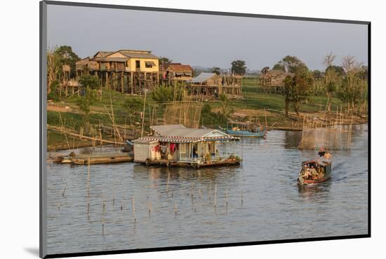 River Family Living on the Tonle Sap River in Kampong Chhnang, Cambodia, Indochina-Michael Nolan-Mounted Photographic Print