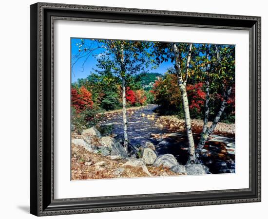 River flowing through a forest, Swift River, Kancamagus Highway, White Mountain National Forest...-null-Framed Photographic Print