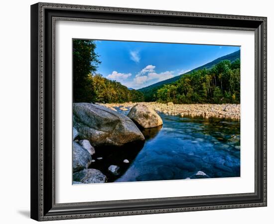 River flowing through a forest, Swift River, Kancamagus Highway, White Mountain National Forest...-null-Framed Photographic Print