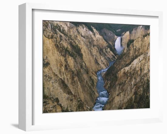 River Flowing Through Canyon, Lower Falls, Yellowstone River, Yellowstone National Park, Wyoming-Scott T. Smith-Framed Photographic Print