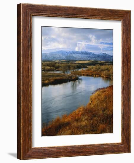 River Flowing Through Landscape, Bear River, Bannock Range, Cache Valley, Great Basin, Idaho-Scott T^ Smith-Framed Photographic Print