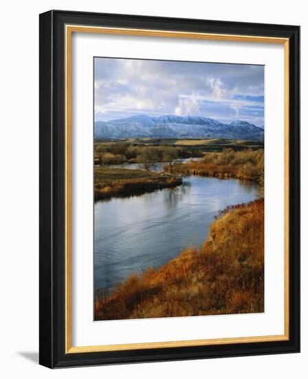 River Flowing Through Landscape, Bear River, Bannock Range, Cache Valley, Great Basin, Idaho-Scott T^ Smith-Framed Photographic Print