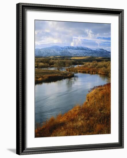 River Flowing Through Landscape, Bear River, Bannock Range, Cache Valley, Great Basin, Idaho-Scott T^ Smith-Framed Photographic Print