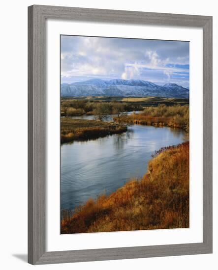 River Flowing Through Landscape, Bear River, Bannock Range, Cache Valley, Great Basin, Idaho-Scott T^ Smith-Framed Photographic Print