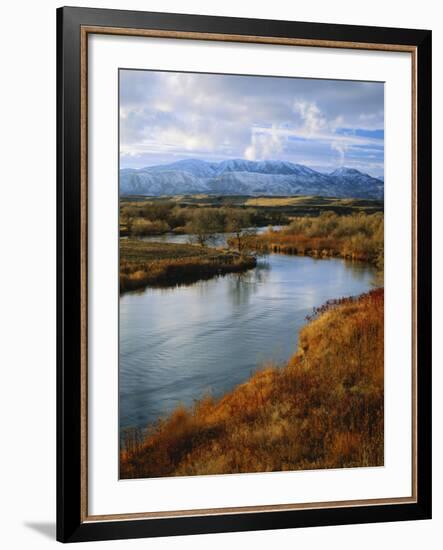 River Flowing Through Landscape, Bear River, Bannock Range, Cache Valley, Great Basin, Idaho-Scott T^ Smith-Framed Photographic Print