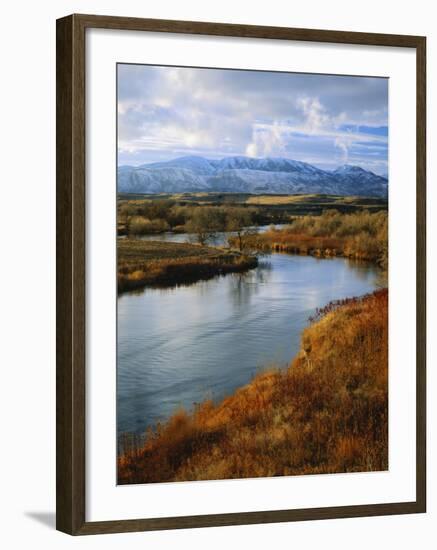 River Flowing Through Landscape, Bear River, Bannock Range, Cache Valley, Great Basin, Idaho-Scott T^ Smith-Framed Photographic Print