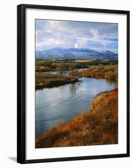 River Flowing Through Landscape, Bear River, Bannock Range, Cache Valley, Great Basin, Idaho-Scott T^ Smith-Framed Photographic Print
