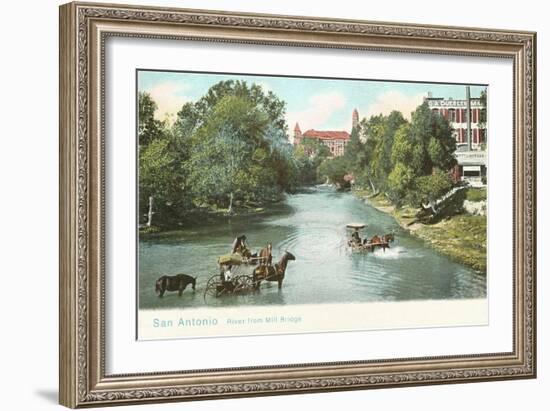 River from Mill Bridge, San Antonio, Texas-null-Framed Art Print