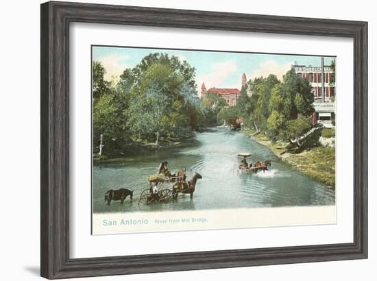 River from Mill Bridge, San Antonio, Texas-null-Framed Art Print