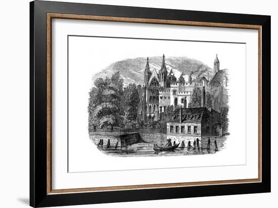 River Front of the Old House of Peers (House of Lord), London, 19th Century-null-Framed Giclee Print