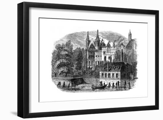 River Front of the Old House of Peers (House of Lord), London, 19th Century-null-Framed Giclee Print