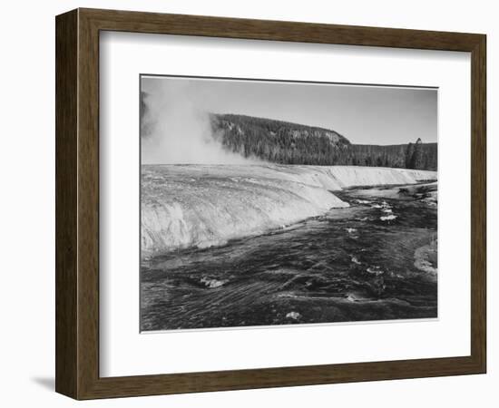 River In Foreground Trees Behind "Firehole River Yellowstone National Park" Wyoming-Ansel Adams-Framed Art Print