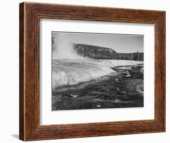 River In Foreground Trees Behind "Firehole River Yellowstone National Park" Wyoming-Ansel Adams-Framed Art Print