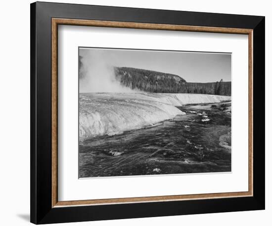 River In Foreground Trees Behind "Firehole River Yellowstone National Park" Wyoming-Ansel Adams-Framed Art Print