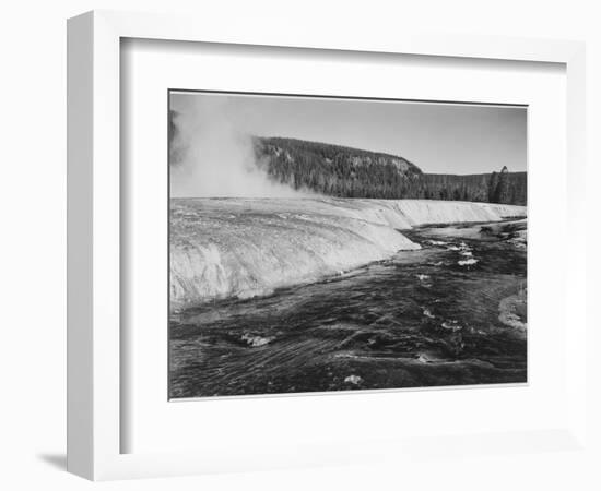 River In Foreground Trees Behind "Firehole River Yellowstone National Park" Wyoming-Ansel Adams-Framed Art Print